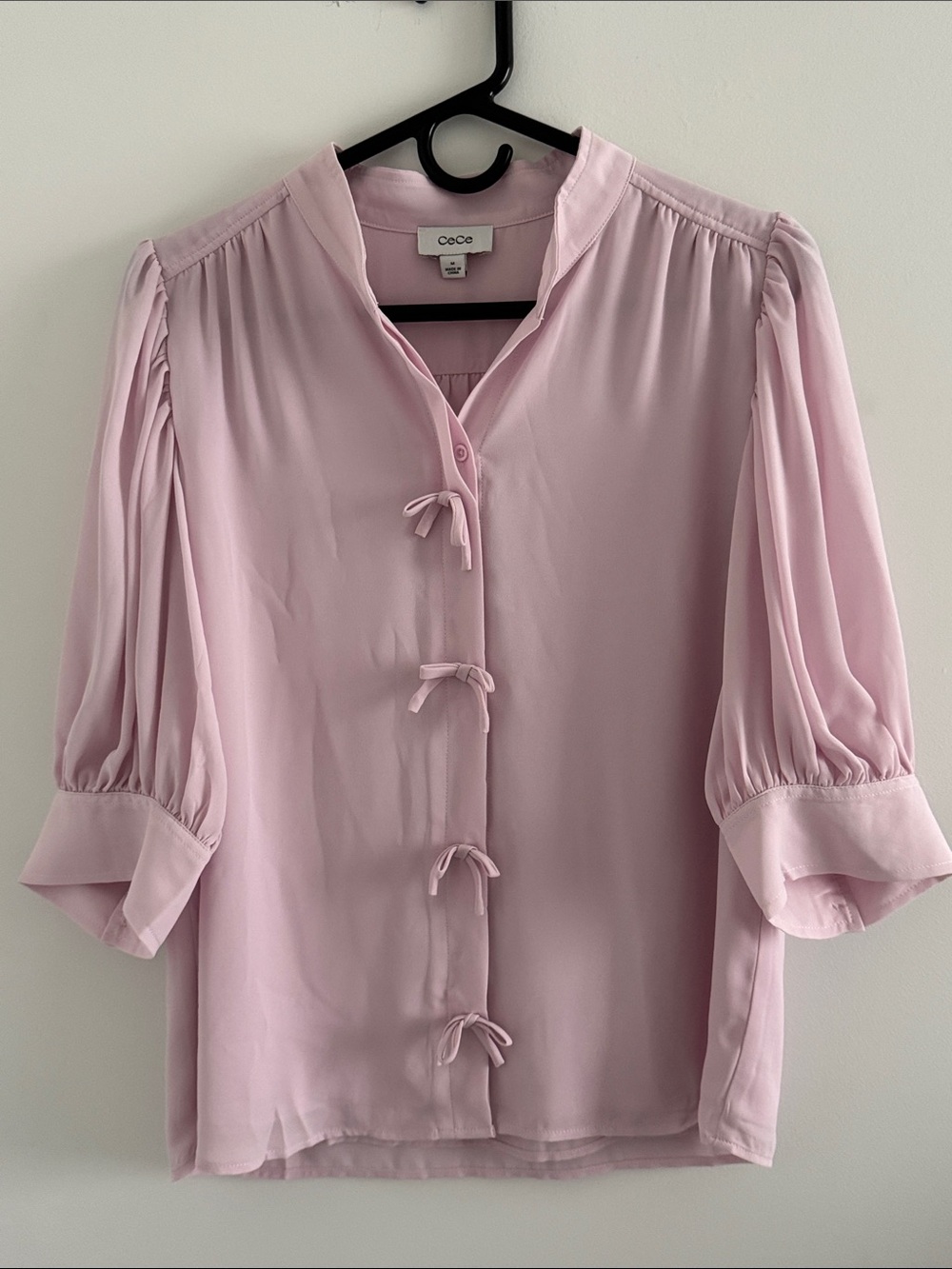 CeCe Pink Bow-Tie Front Blouse